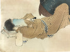 Antique c1890 Japanese Ukiyoe Woodblock Print Mizuno Toshikata FL224