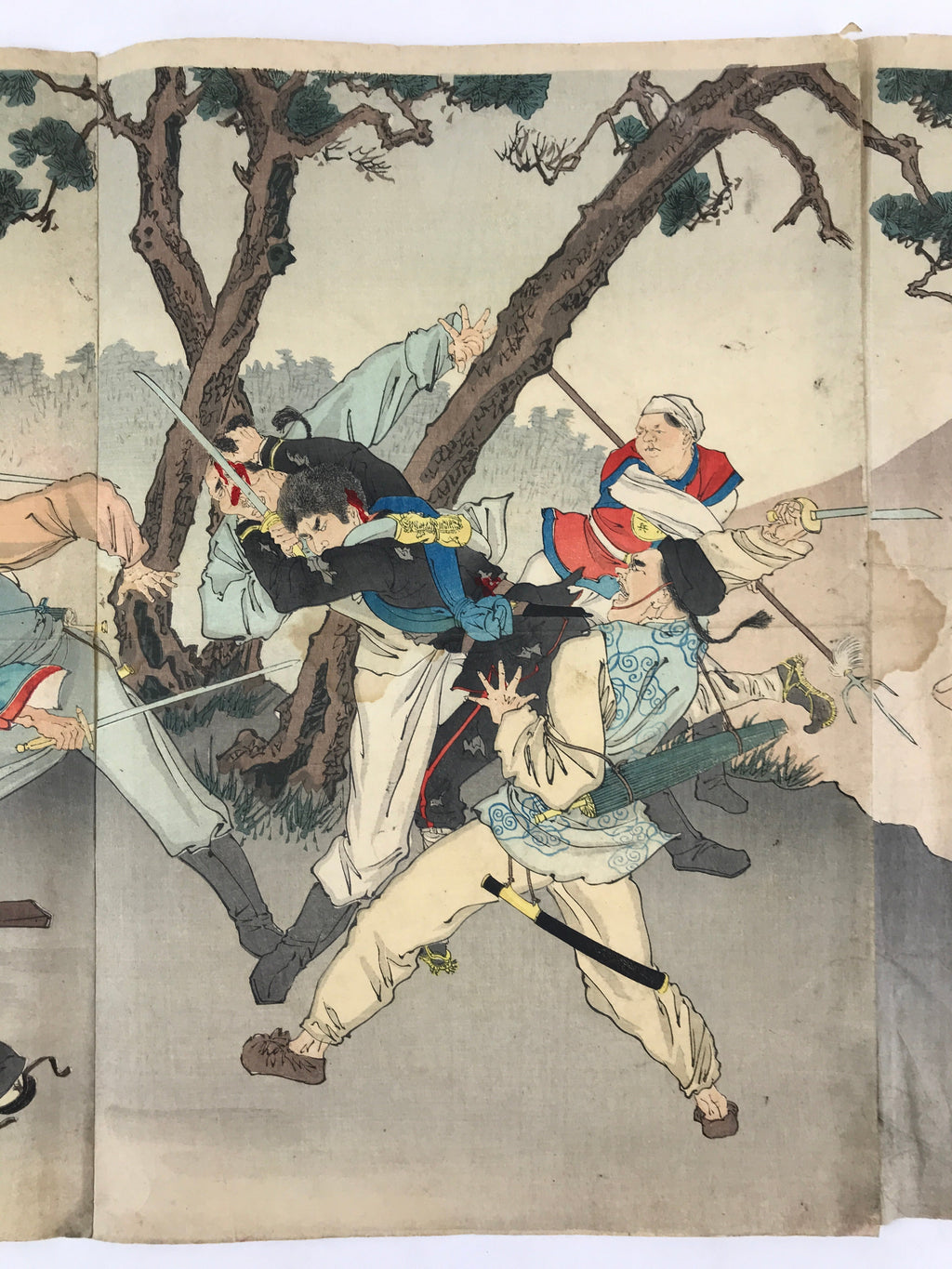 Antique c1895 Japanese Ukiyo-e Sino-Japanese War Hiroshige Woodblock Print FL219