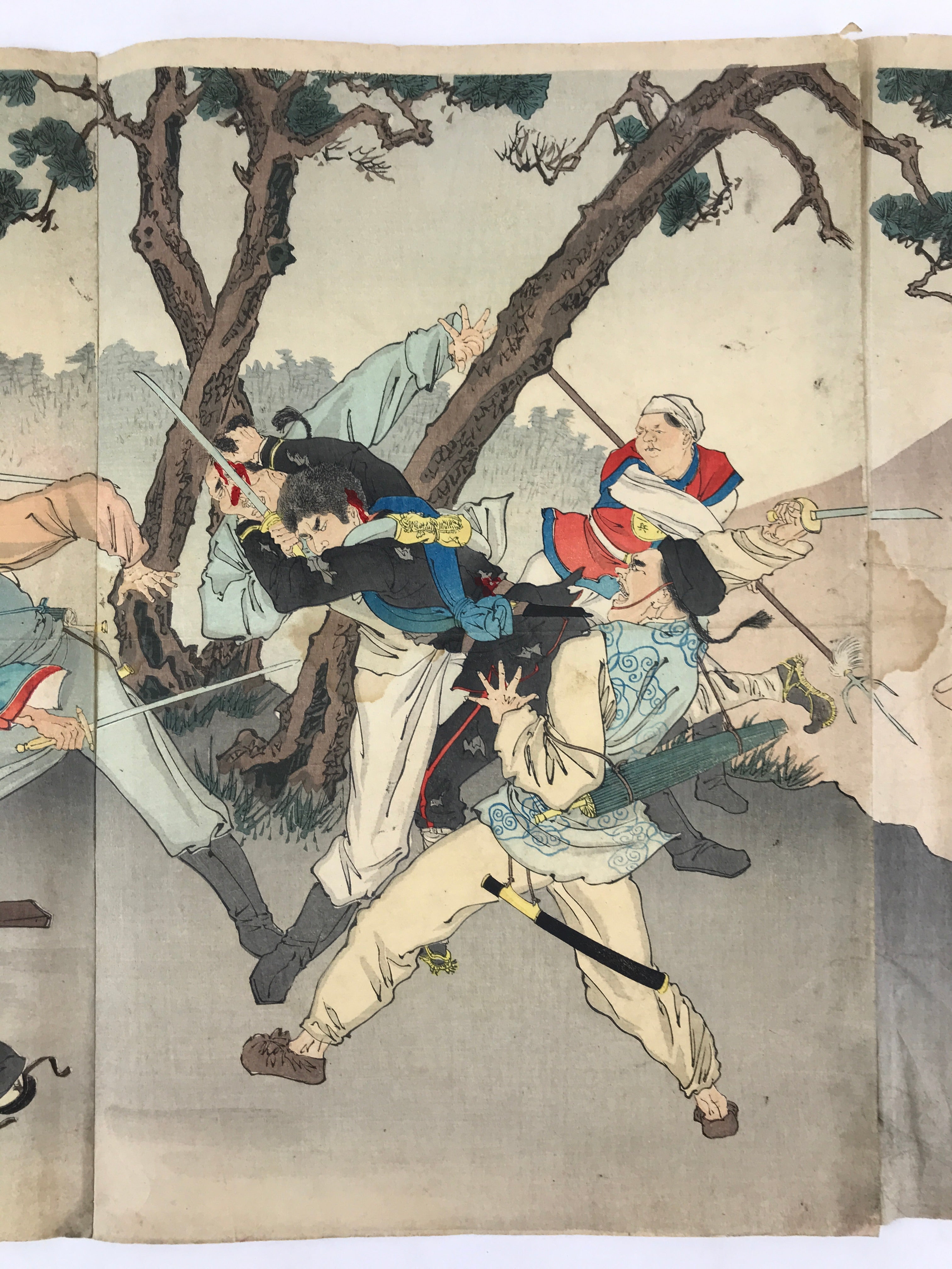 Antique c1895 Japanese Ukiyo-e Sino-Japanese War Hiroshige Woodblock Print FL219