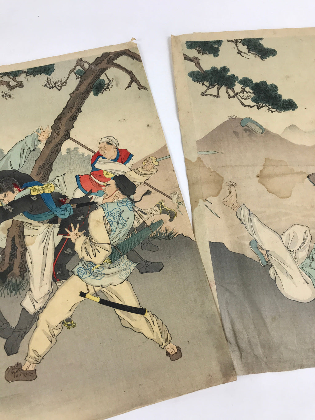 Antique c1895 Japanese Ukiyo-e Sino-Japanese War Hiroshige Woodblock Print FL219