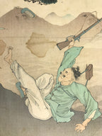 Antique c1895 Japanese Ukiyo-e Sino-Japanese War Hiroshige Woodblock Print FL219