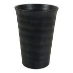 Japanese Ceramic Tall Sake Cup Vtg Pottery Guinomi Ochoko Textured Black TC627-KT - Sake Cup-chidorivintage.com