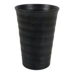 Japanese Ceramic Tall Sake Cup Vtg Pottery Guinomi Ochoko Textured Black TC627-KT - Sake Cup-chidorivintage.com