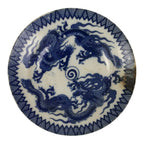 Japanese Porcelain Small Deep Plate Kozara Vtg Blue White Sometsuke Dragon Y580-KT - Plate-chidorivintage.com