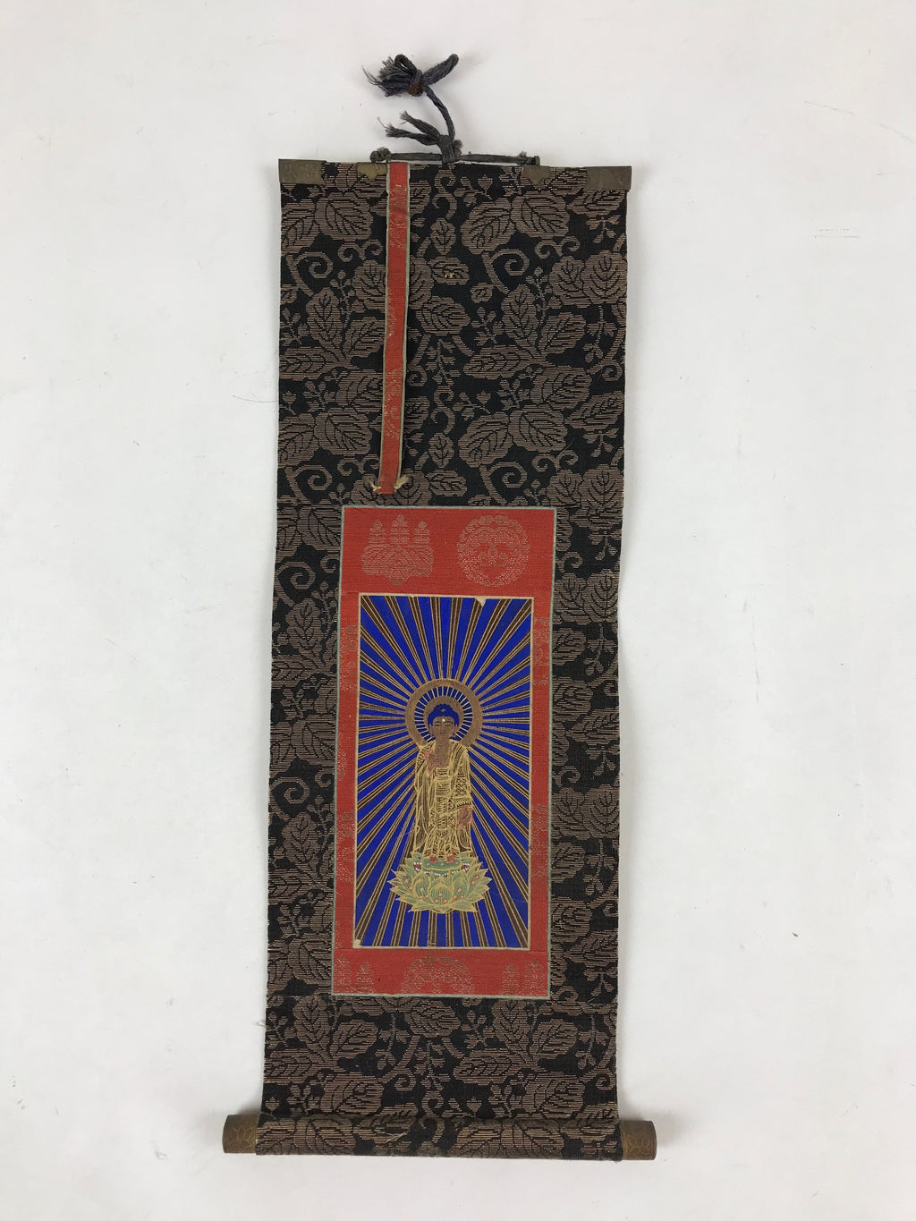 Buddhist Altar Fitting Amida Buddha Fabric Scroll Vtg Gold Red Gohonzon BA172