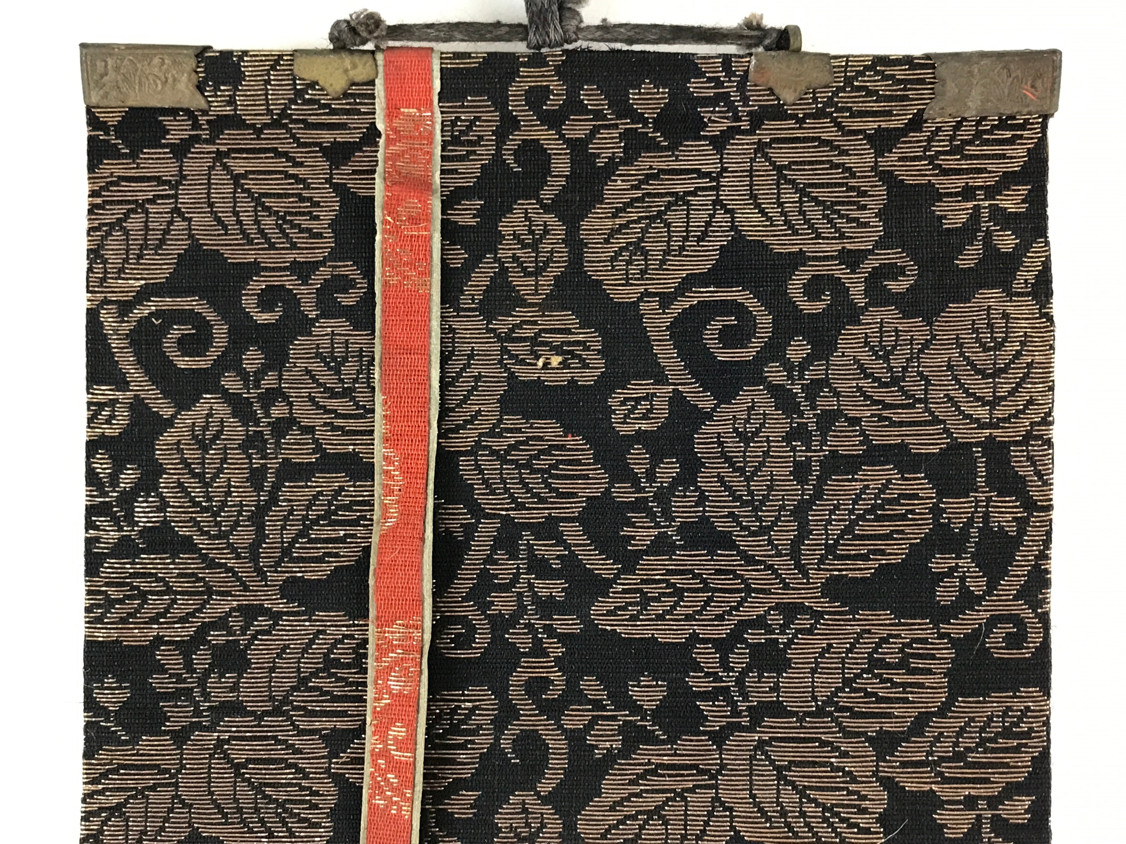 Buddhist Altar Fitting Amida Buddha Fabric Scroll Vtg Gold Red Gohonzon BA172