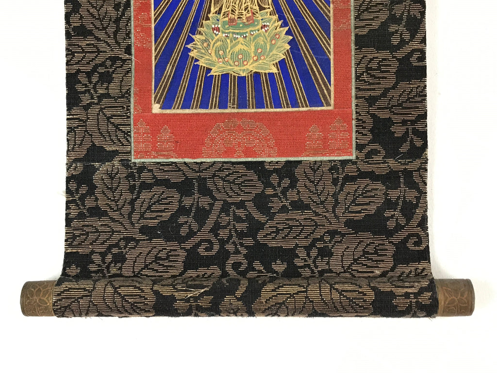 Buddhist Altar Fitting Amida Buddha Fabric Scroll Vtg Gold Red Gohonzon BA172