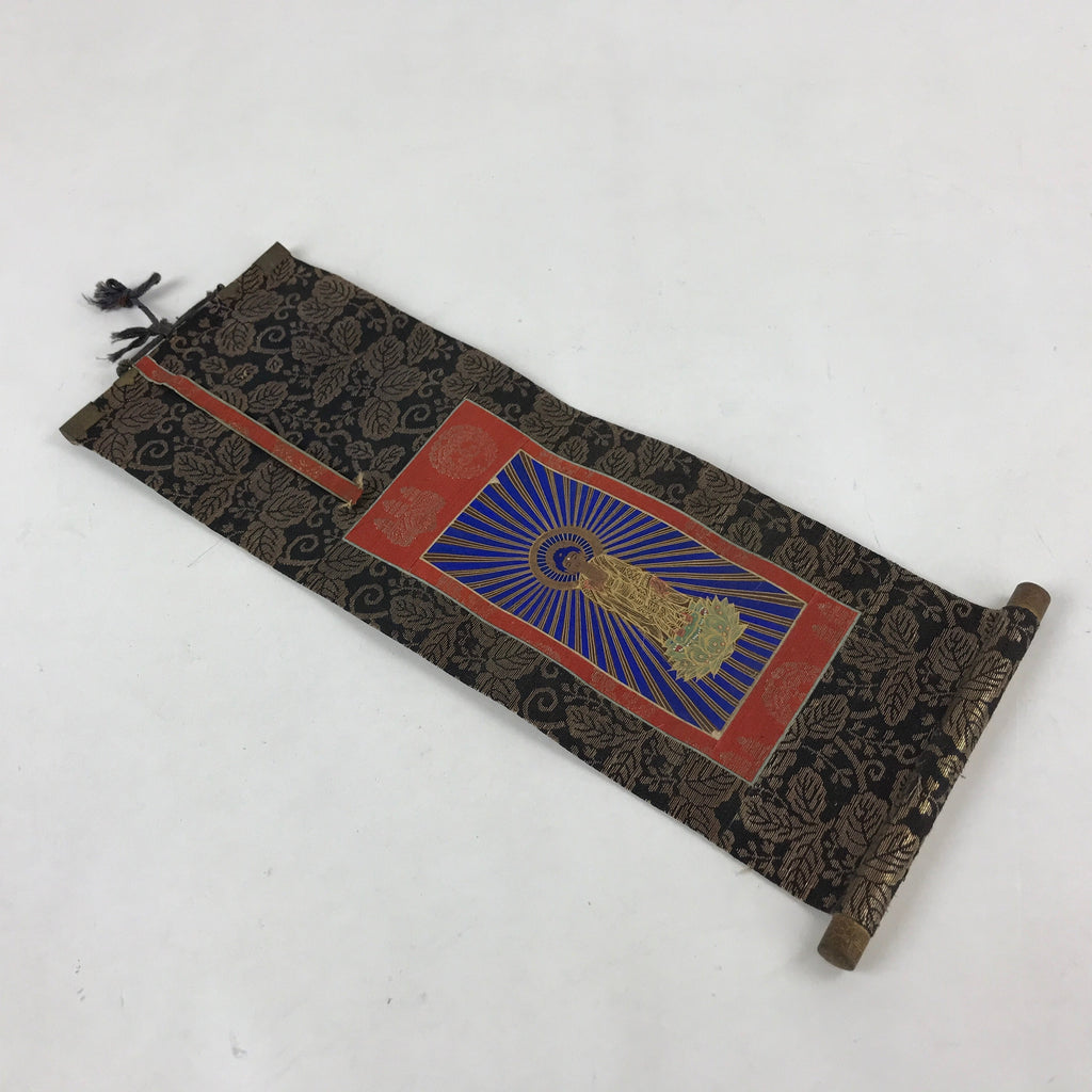 Buddhist Altar Fitting Amida Buddha Fabric Scroll Vtg Gold Red Gohonzon BA172