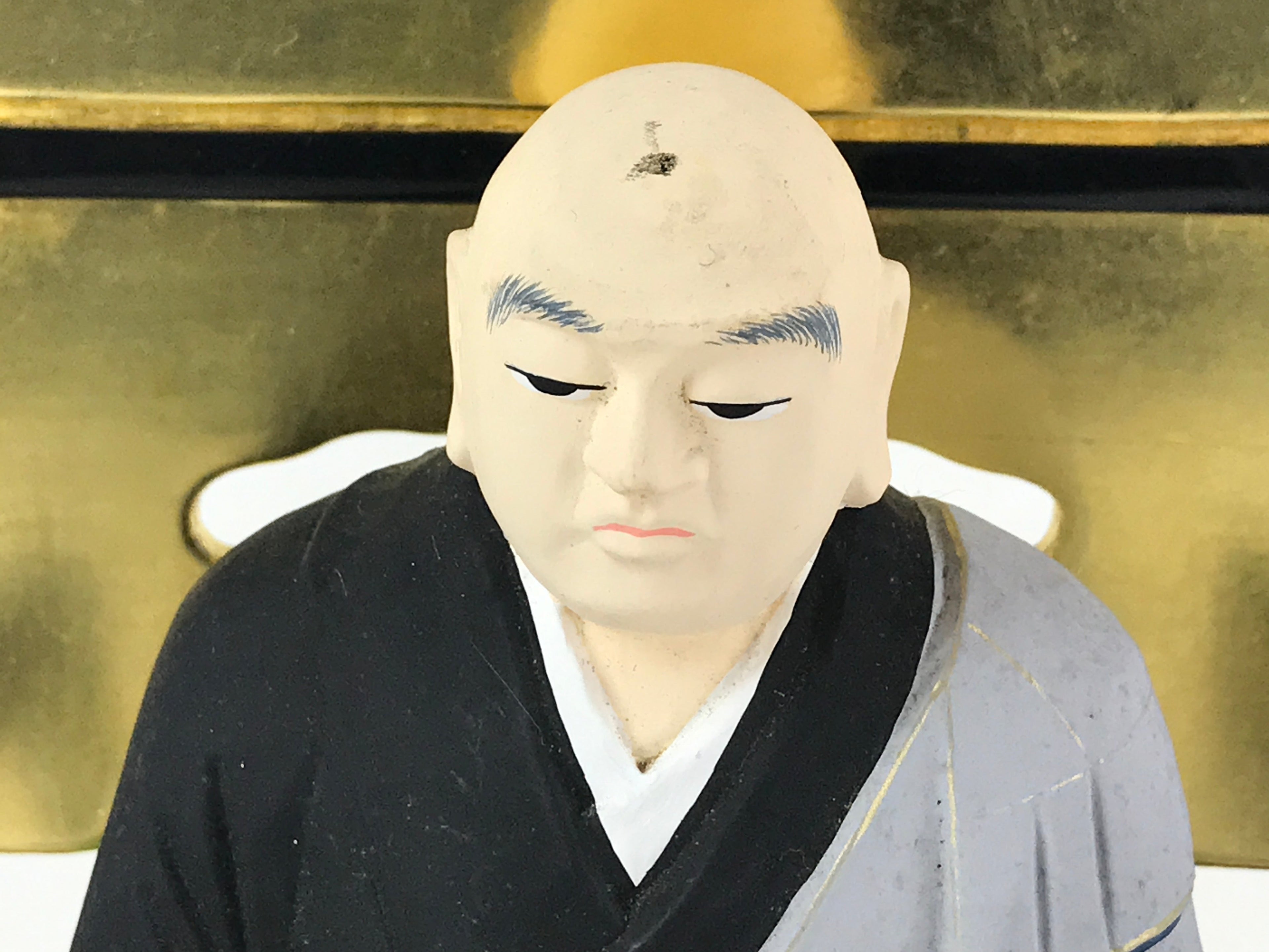 Buddhist Altar Fitting Dogen Zenji Figurine Vtg Lacquer Wood Soto Zen BA183