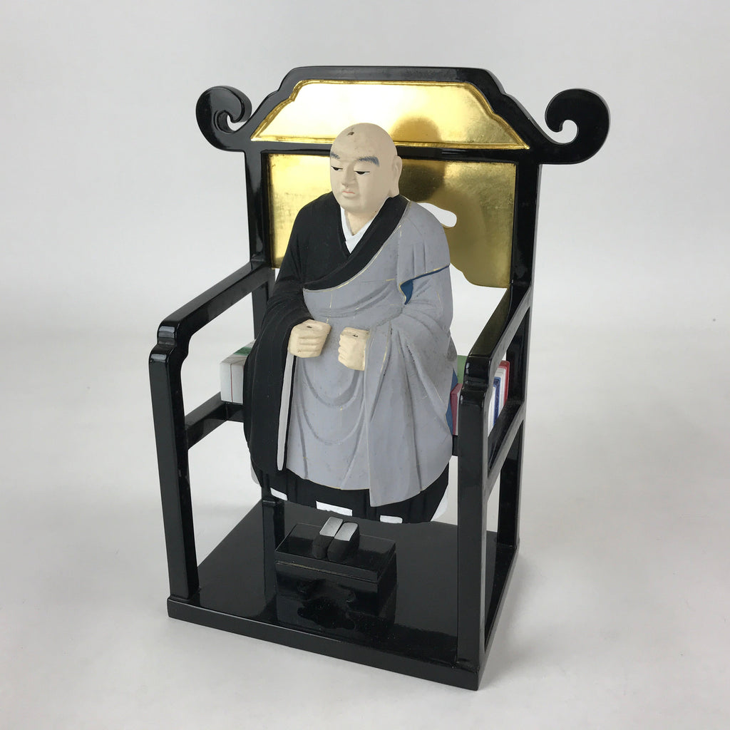 Buddhist Altar Fitting Dogen Zenji Figurine Vtg Lacquer Wood Soto Zen BA183