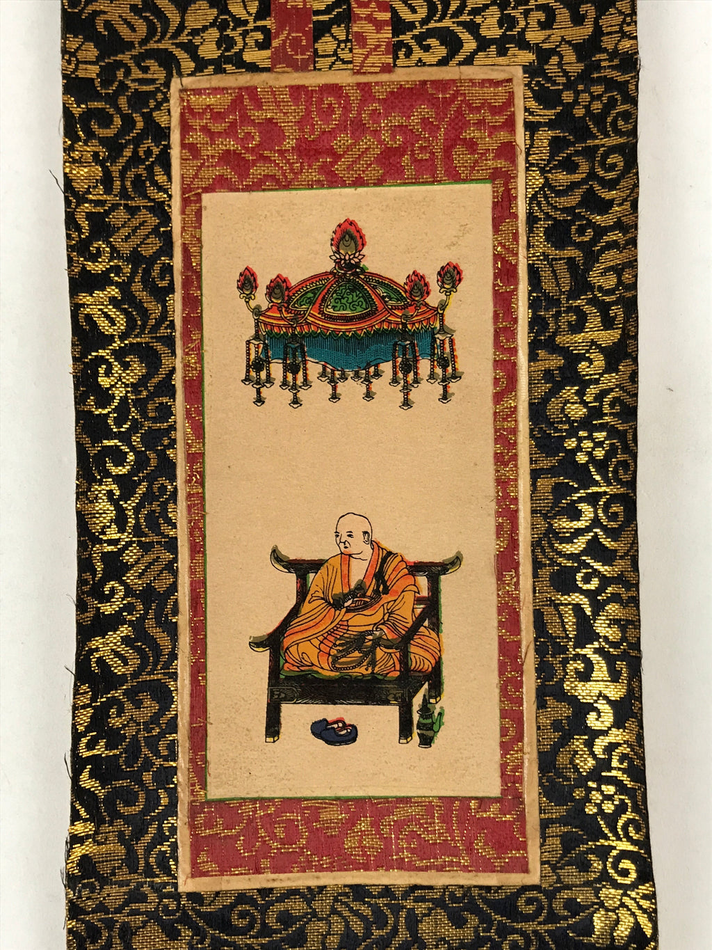 Buddhist Altar Fitting Kukai Kobo Daishi Scroll Vtg Shingon Owakigake BA259