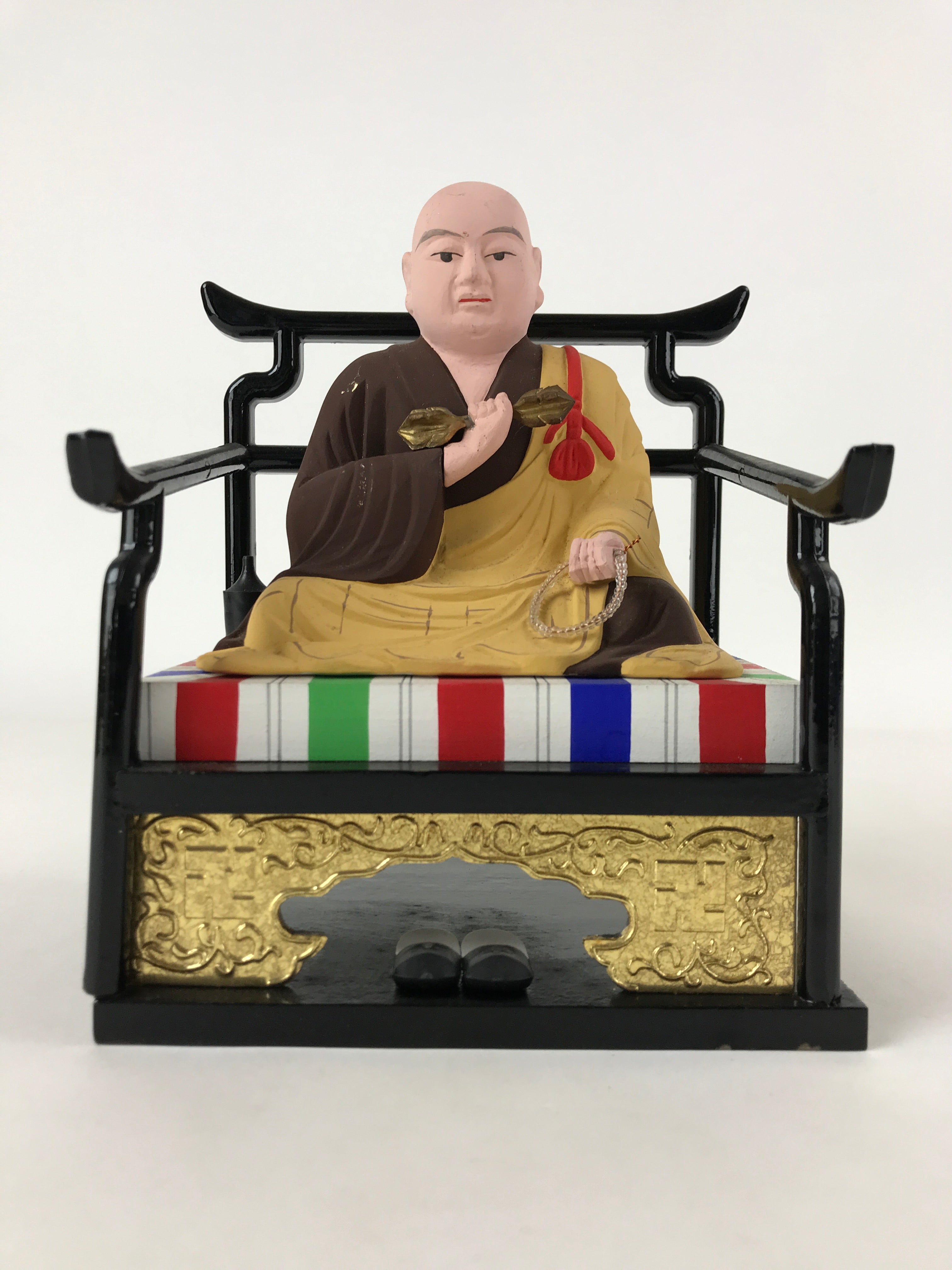 Buddhist Altar Fitting Kukai Kobo Daishi Vtg Figurine Wood Shingon School BA185