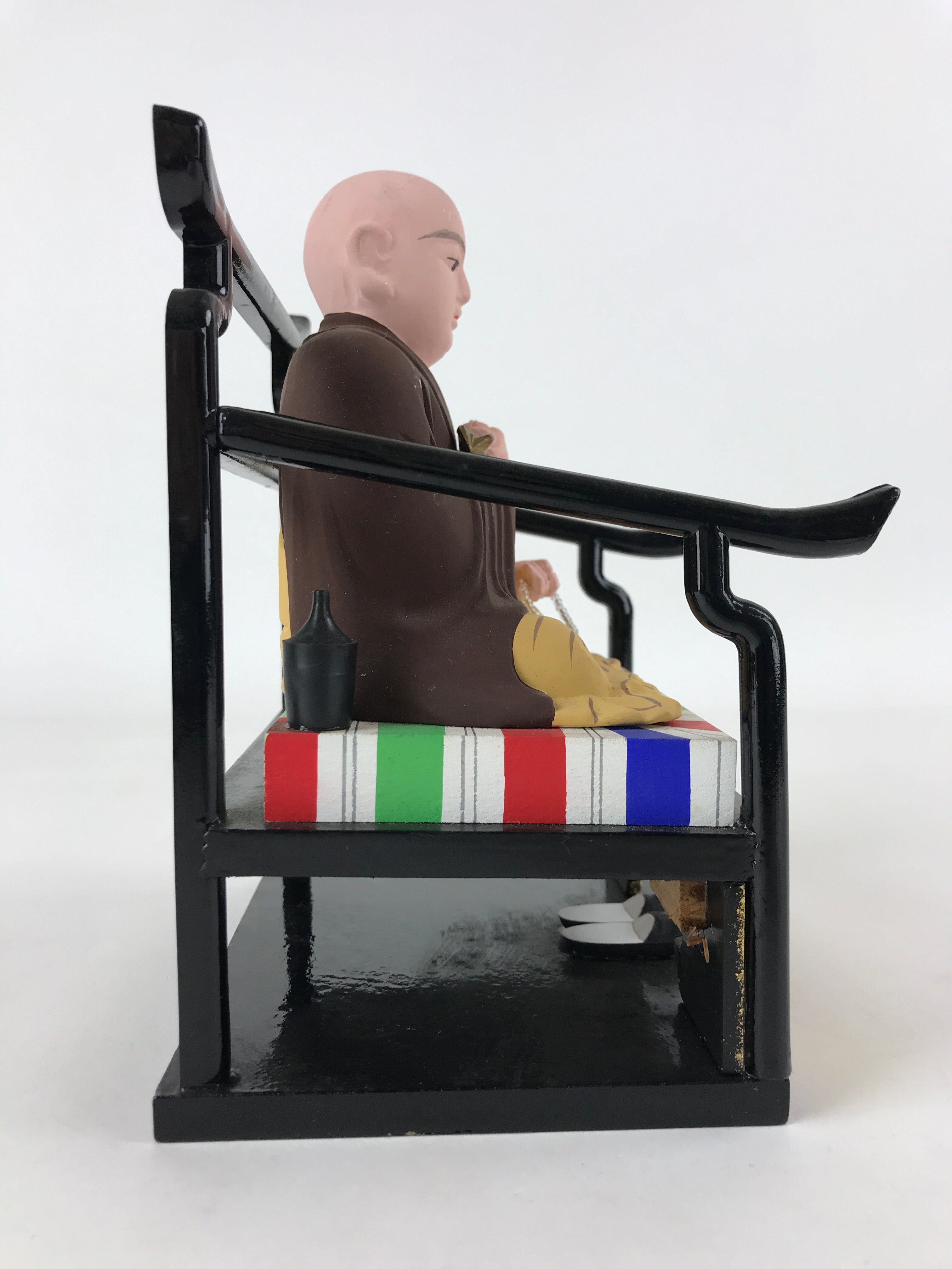Buddhist Altar Fitting Kukai Kobo Daishi Vtg Figurine Wood Shingon School BA185