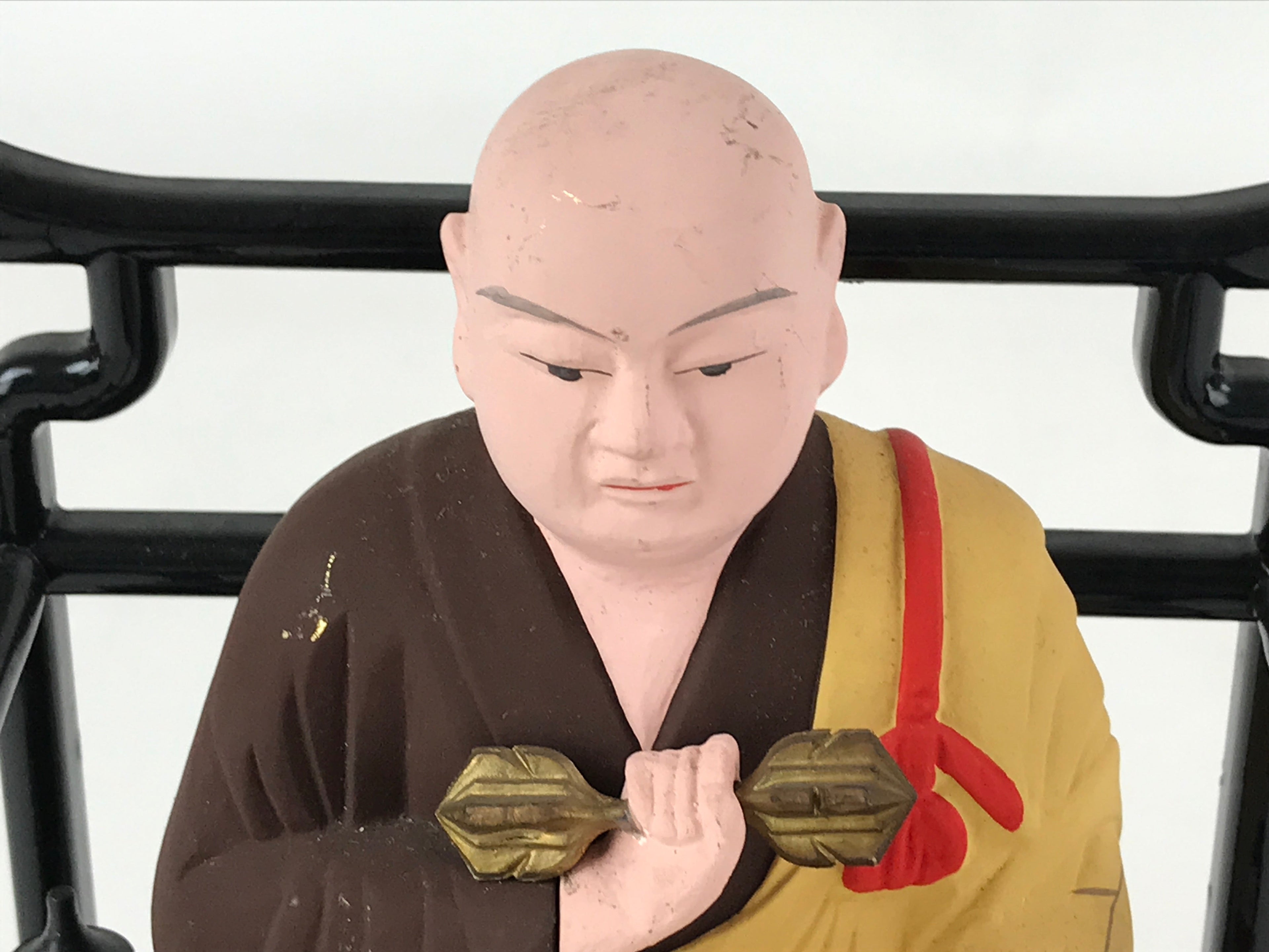 Buddhist Altar Fitting Kukai Kobo Daishi Vtg Figurine Wood Shingon School BA185