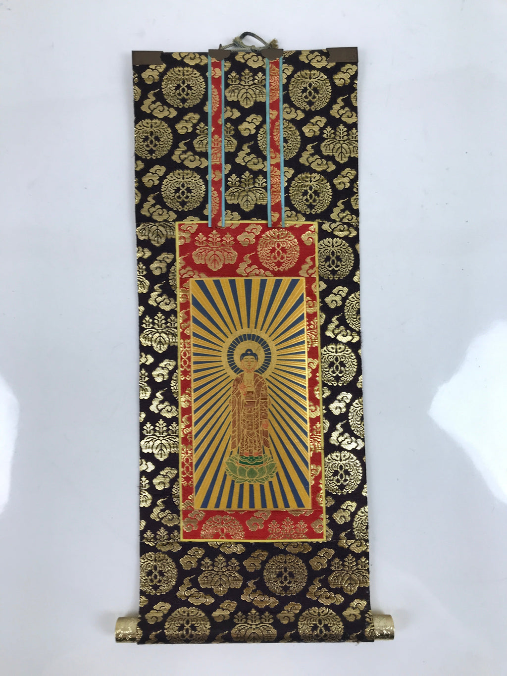 Buddhist Altar Fitting Scroll Vtg Kakejiku Honzon Touritsu Mida Paper Silk BA419