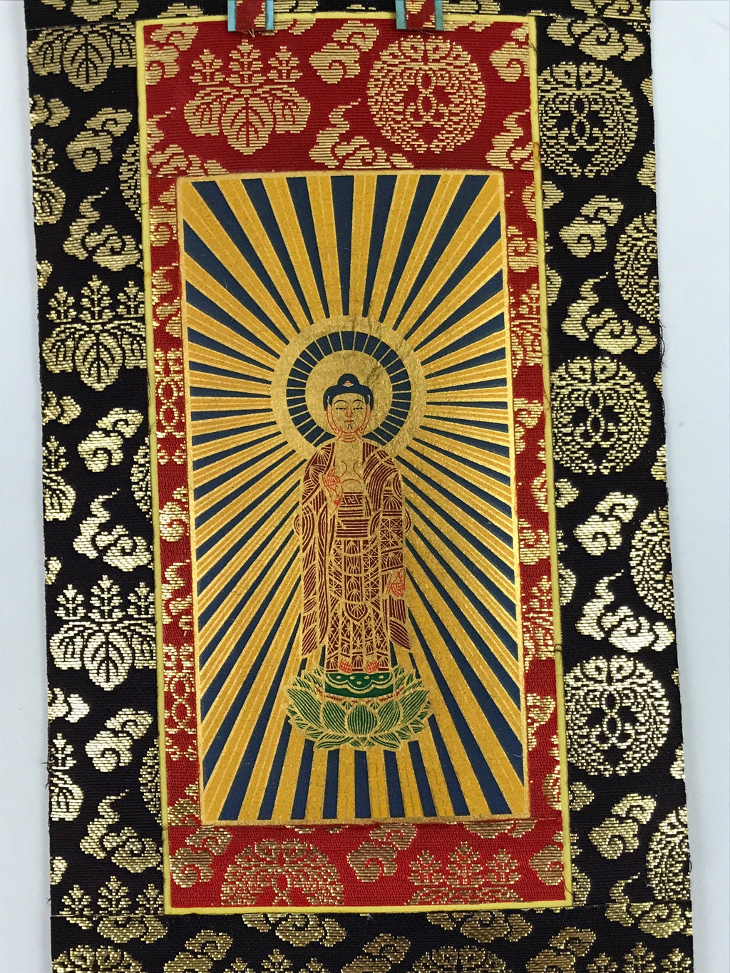 Buddhist Altar Fitting Scroll Vtg Kakejiku Honzon Touritsu Mida Paper Silk BA419