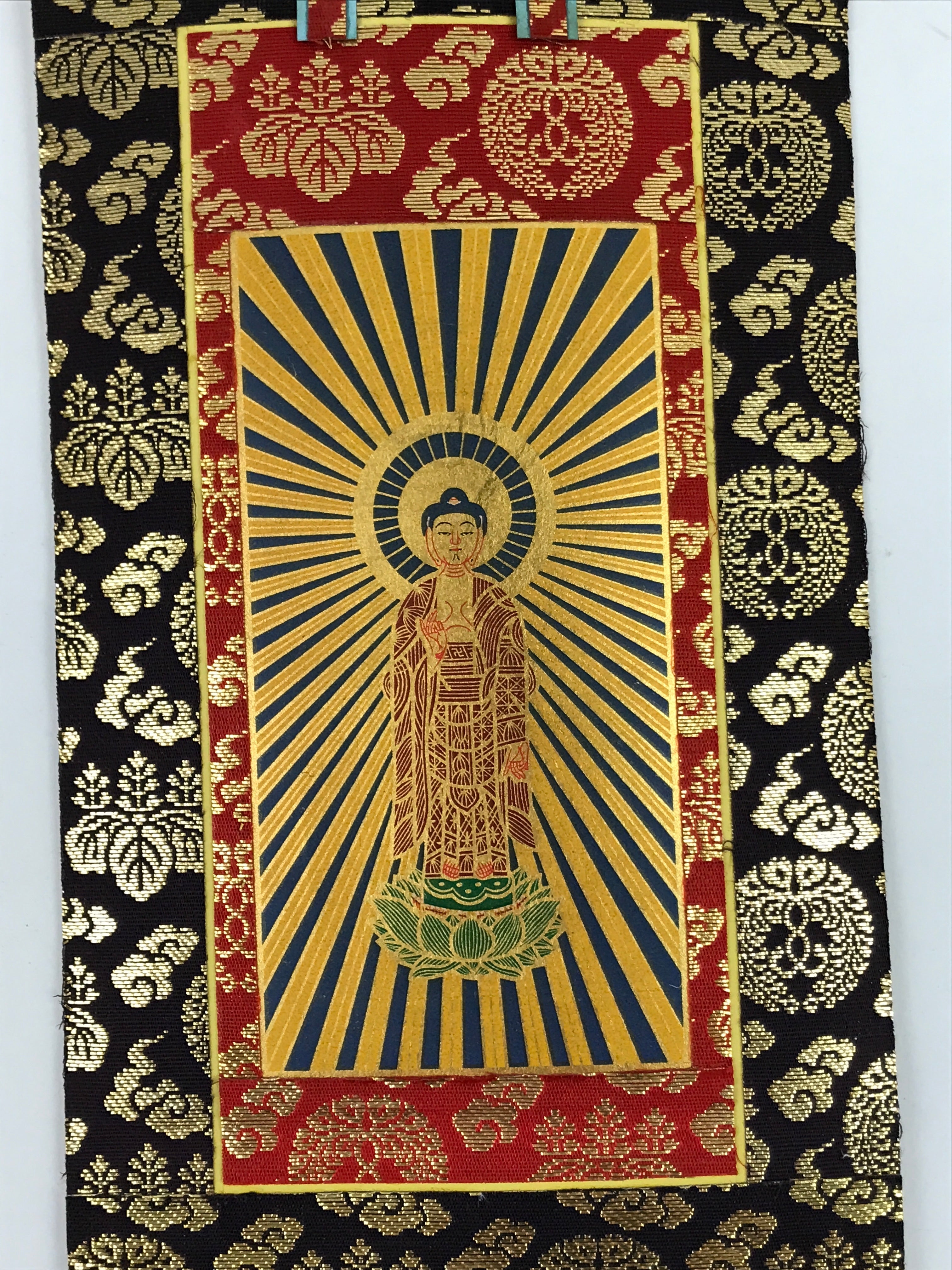 Buddhist Altar Fitting Scroll Vtg Kakejiku Honzon Touritsu Mida Paper Silk BA419