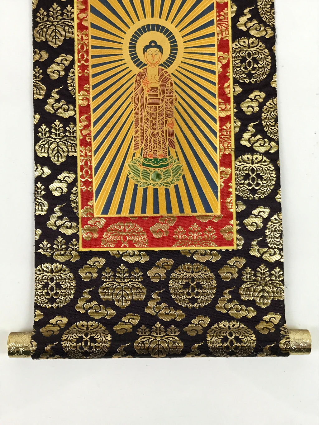 Buddhist Altar Fitting Scroll Vtg Kakejiku Honzon Touritsu Mida Paper Silk BA419