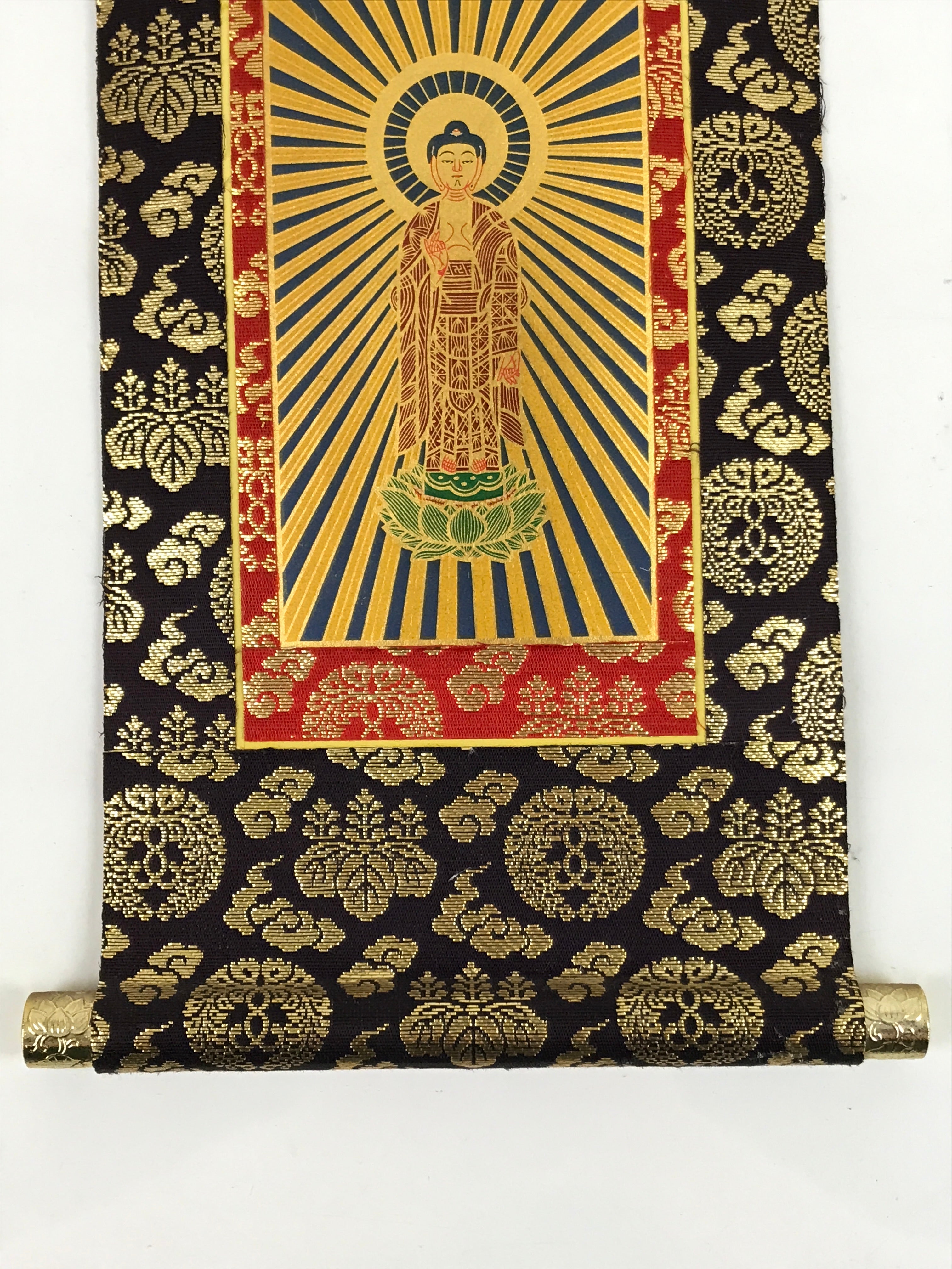 Buddhist Altar Fitting Scroll Vtg Kakejiku Honzon Touritsu Mida Paper Silk BA419