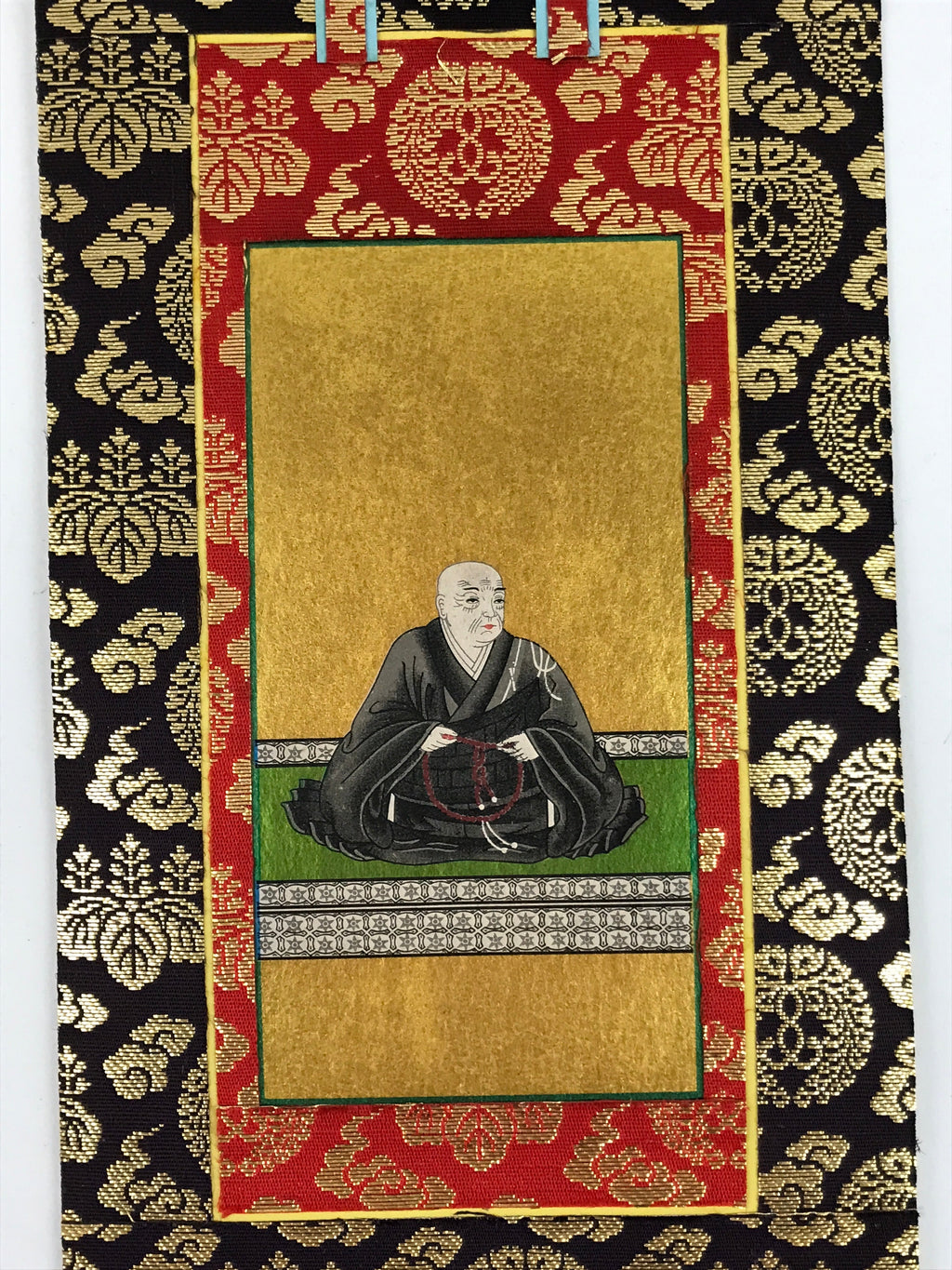 Buddhist Altar Fitting Scroll Vtg Rennyo Kakejiku Wakigake Paper Silk BA420