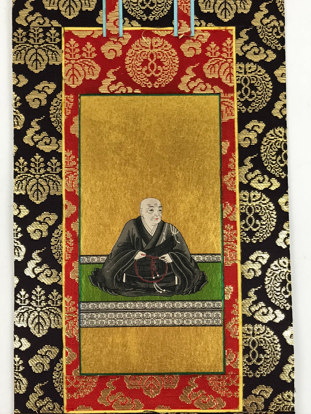 Buddhist Altar Fitting Scroll Vtg Rennyo Kakejiku Wakigake Paper Silk BA420