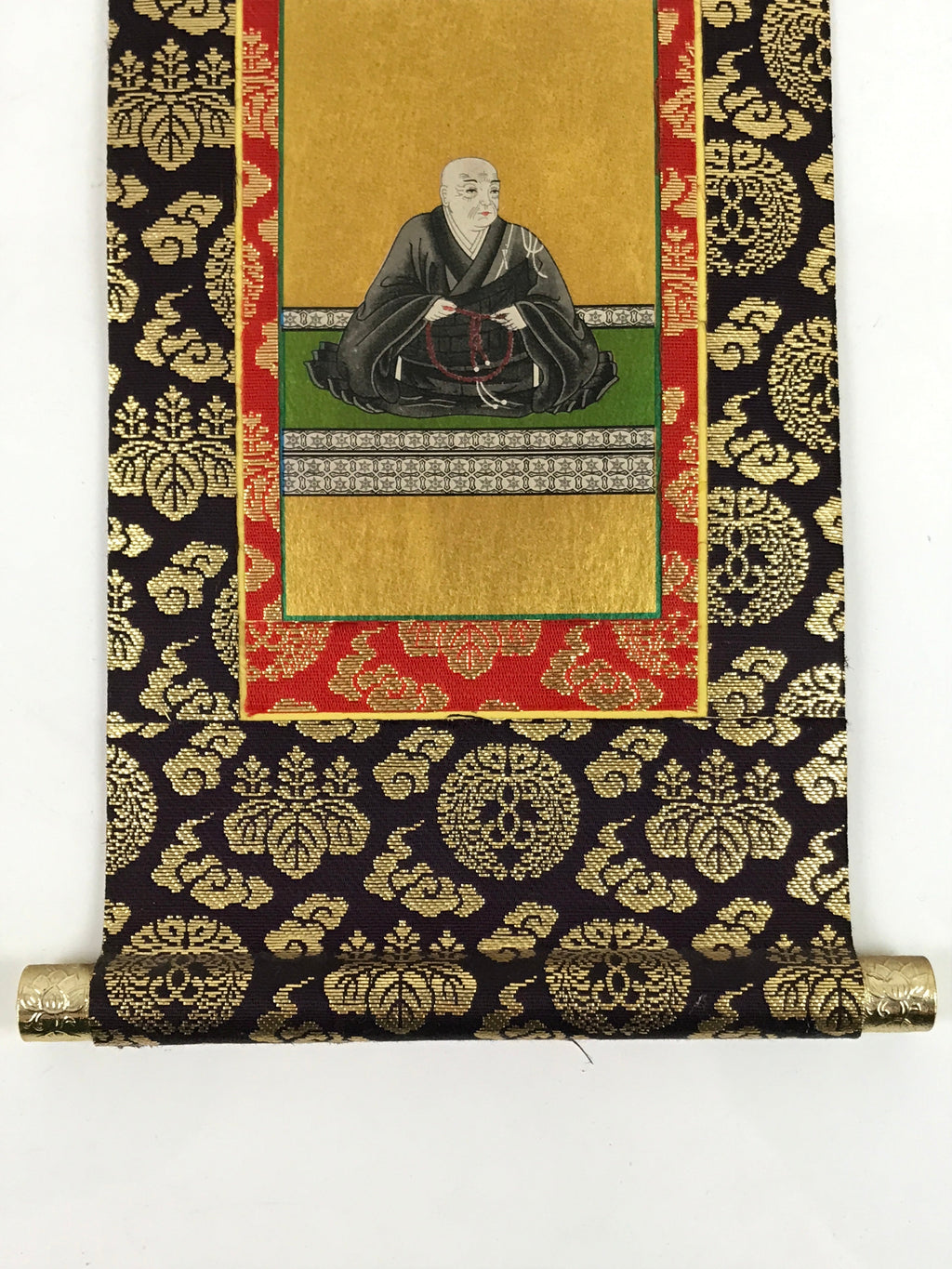 Buddhist Altar Fitting Scroll Vtg Rennyo Kakejiku Wakigake Paper Silk BA420