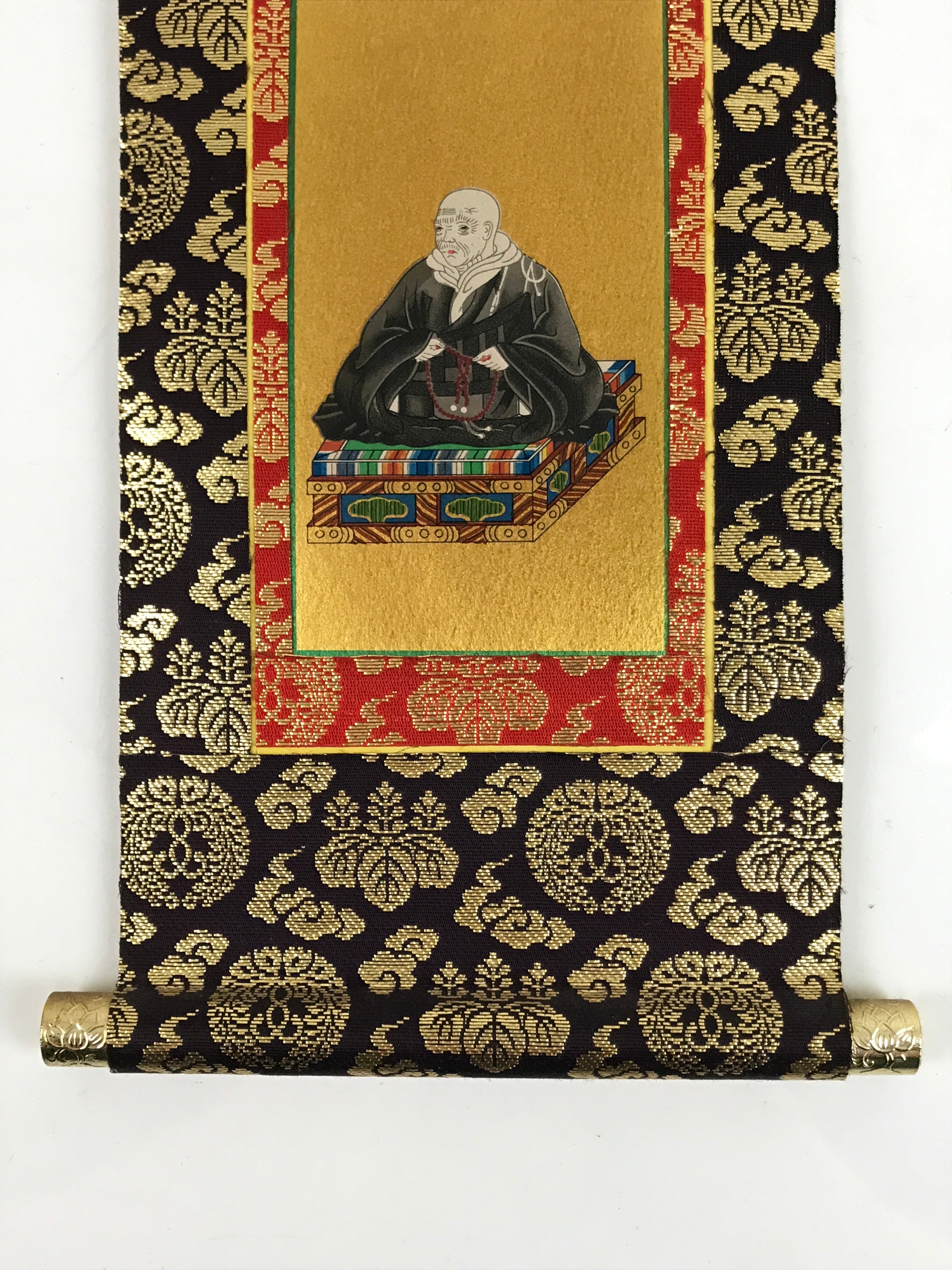 Buddhist Altar Fitting Scroll Vtg Shinran Kakejiku Wakigake Paper Silk BA421