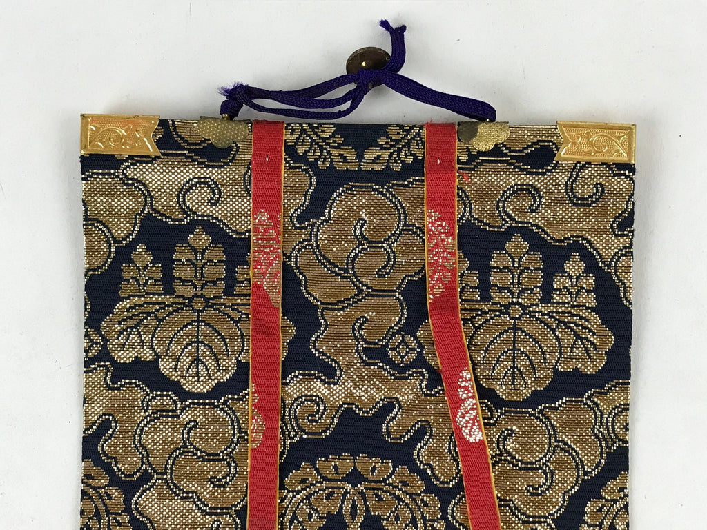 Buddhist Altar Fitting Shinran Monk Fabric Scroll Vtg Gold Red Owakigake BA174
