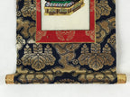 Buddhist Altar Fitting Shinran Monk Fabric Scroll Vtg Gold Red Owakigake BA174
