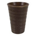 Japanese Ceramic Tall Sake Cup Vtg Pottery Guinomi Ochoko Textured Brown TC628-KT - Sake Cup-chidorivintage.com