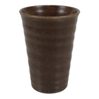Japanese Ceramic Tall Sake Cup Vtg Pottery Guinomi Ochoko Textured Brown TC628-KT - Sake Cup-chidorivintage.com