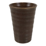 Japanese Ceramic Tall Sake Cup Vtg Pottery Guinomi Ochoko Textured Brown TC628-KT - Sake Cup-chidorivintage.com