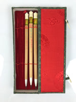 Chinese Calligraphy Tool Brush 3pcs Set Vtg Fude Shodo Shuji Fabric Case JK907