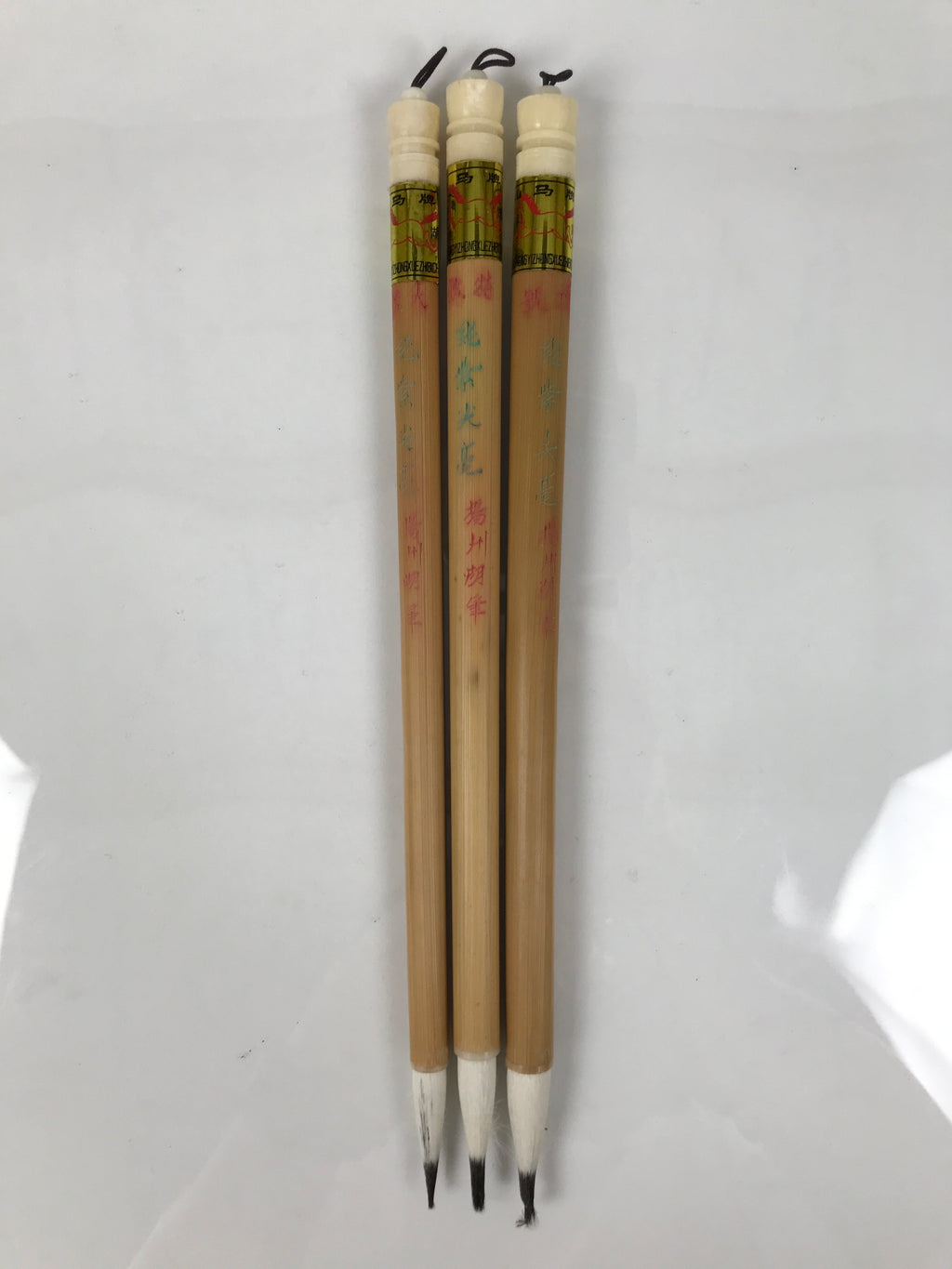 Chinese Calligraphy Tool Brush 3pcs Set Vtg Fude Shodo Shuji Fabric Case JK907