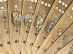 Chinese Carved Round Sandalwood Folding Fan Sensu Floral Pattern Red Tassel 5D23
