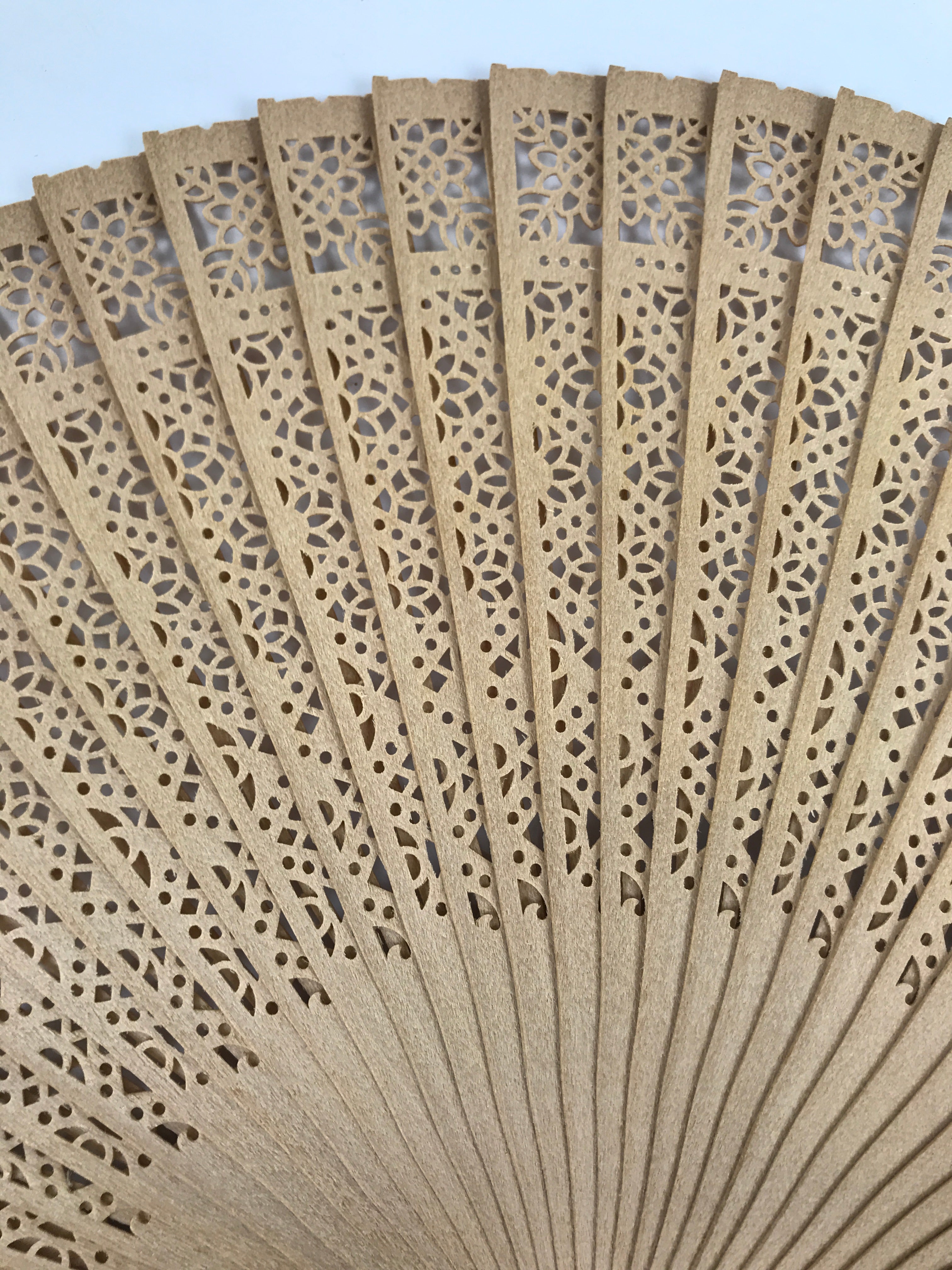 Chinese Carved Sandalwood Folding Fan Sensu Vtg Floral Cutout Pink Tassel 4D895