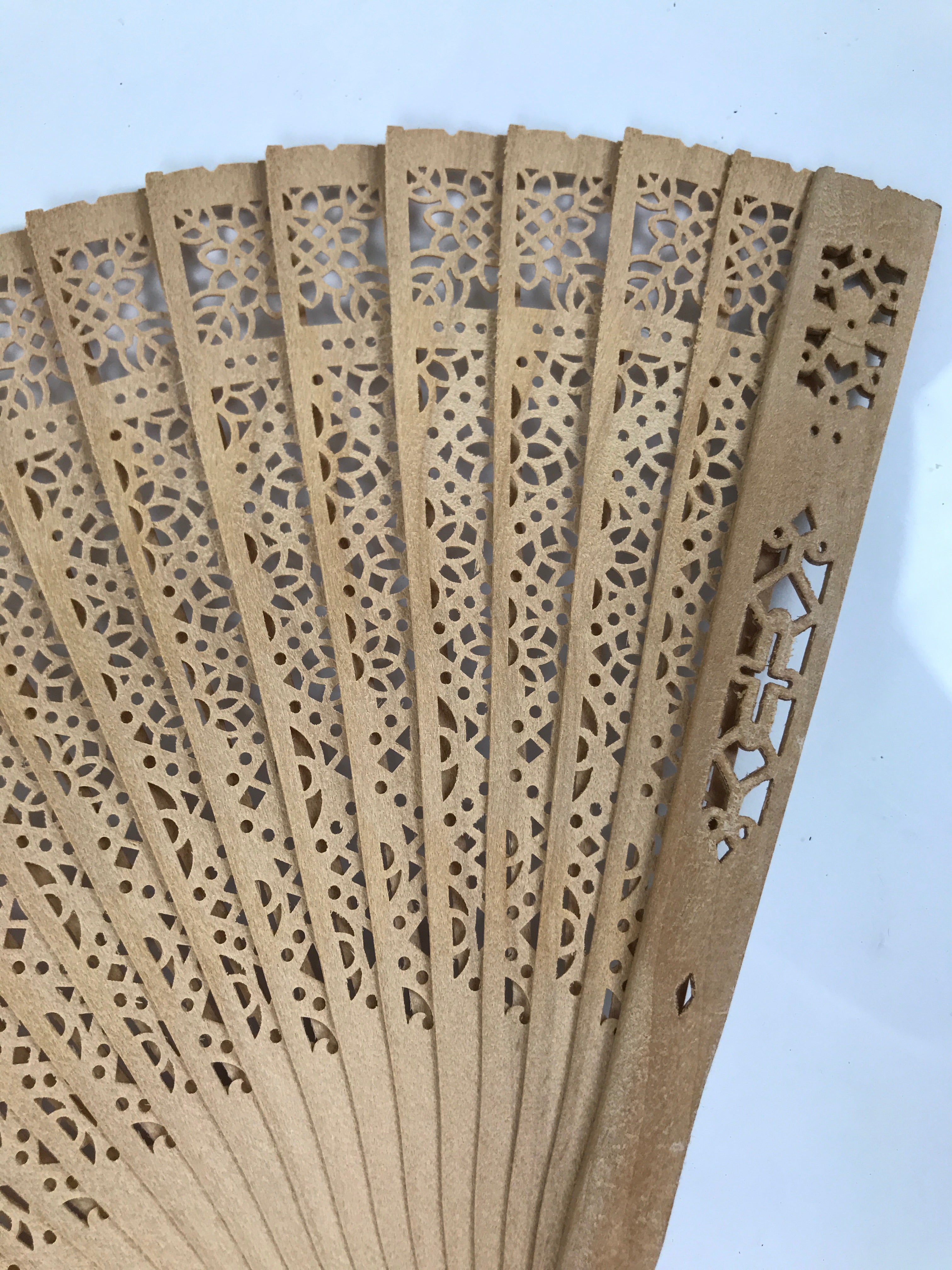 Chinese Carved Sandalwood Folding Fan Sensu Vtg Floral Cutout Pink Tassel 4D895