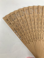 Chinese Carved Sandalwood Folding Fan Sensu Vtg Floral Cutout Pink Tassel 4D895
