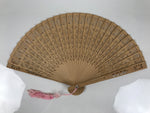 Chinese Carved Sandalwood Folding Fan Sensu Vtg Floral Cutout Pink Tassel 4D895