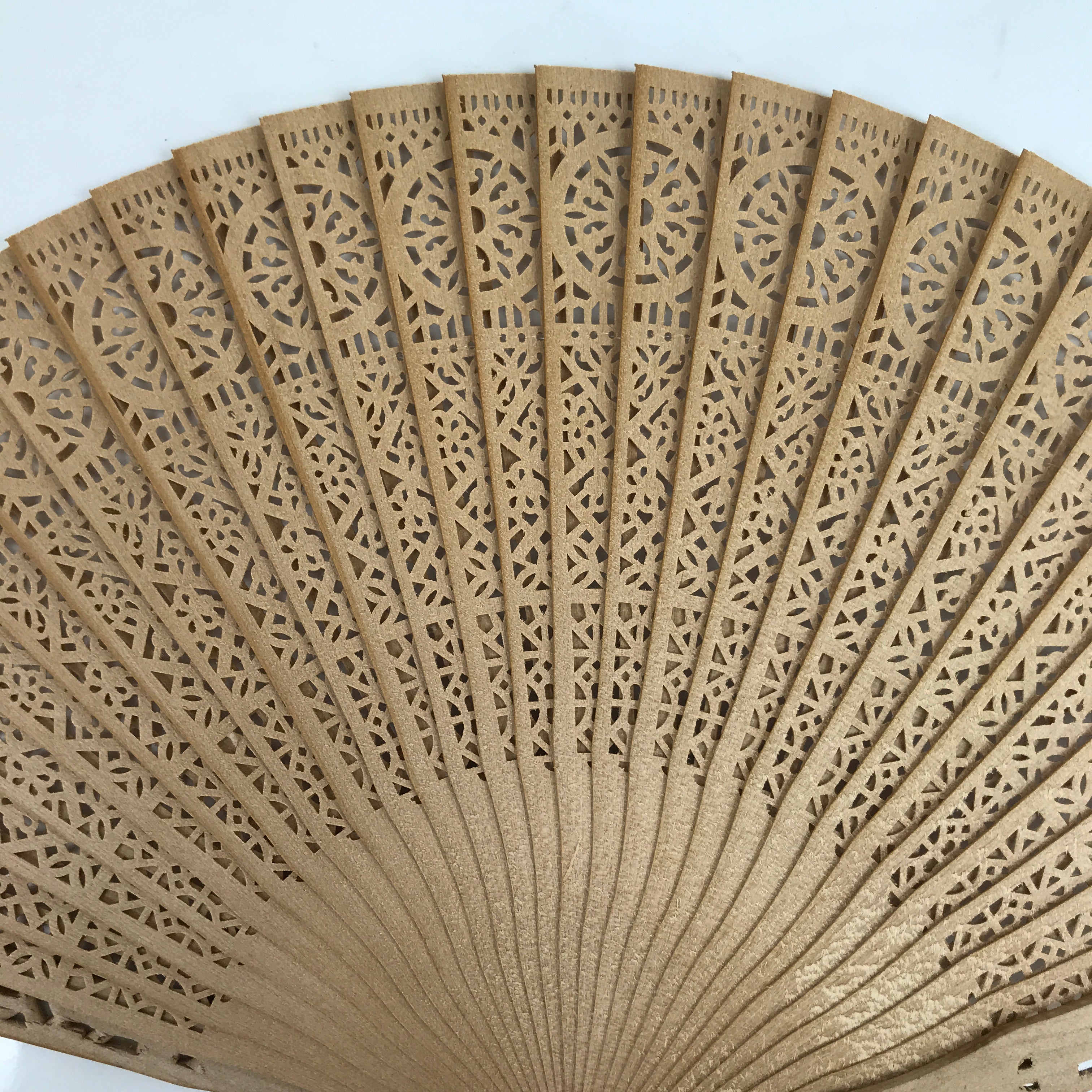 Chinese Carved Sandalwood Folding Fan Sensu Vtg Floral Cutout Red Tassel 4D821