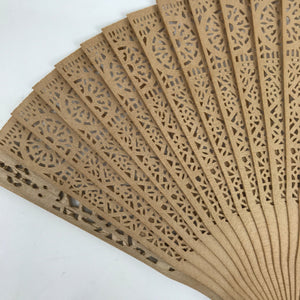 Chinese Carved Sandalwood Folding Fan Sensu Vtg Floral Cutout Red Tassel 4D821