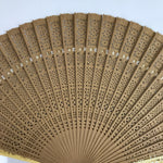 Chinese Carved Sandalwood Folding Fan Sensu Vtg Floral Cutout White Tassel 4D806