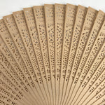 Chinese Carved Sandalwood Folding Fan Sensu Vtg Floral Cutout White Tassel 4D820