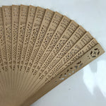 Chinese Carved Sandalwood Folding Fan Sensu Vtg Floral Cutout White Tassel 4D820