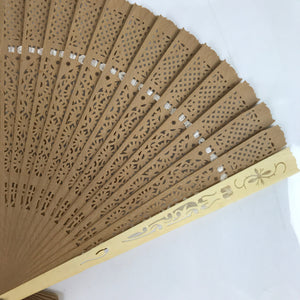 Chinese Carved Sandalwood Folding Fan Sensu Vtg Floral Cutout White Tassel 4D841