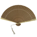 Chinese Carved Sandalwood Folding Fan Sensu Vtg Floral Cutout White Tassel 4D841