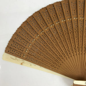 Chinese Carved Sandalwood Folding Fan Sensu Vtg Floral Cutout White Tassel 4D854