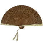 Chinese Carved Sandalwood Folding Fan Sensu Vtg Floral Cutout White Tassel 4D854