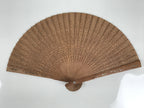 Chinese Carved Sandalwood Folding Fan Sensu Vtg Floral Pattern White Tassel 5D21