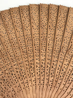 Chinese Carved Sandalwood Folding Fan Sensu Vtg Floral Pattern White Tassel 5D21